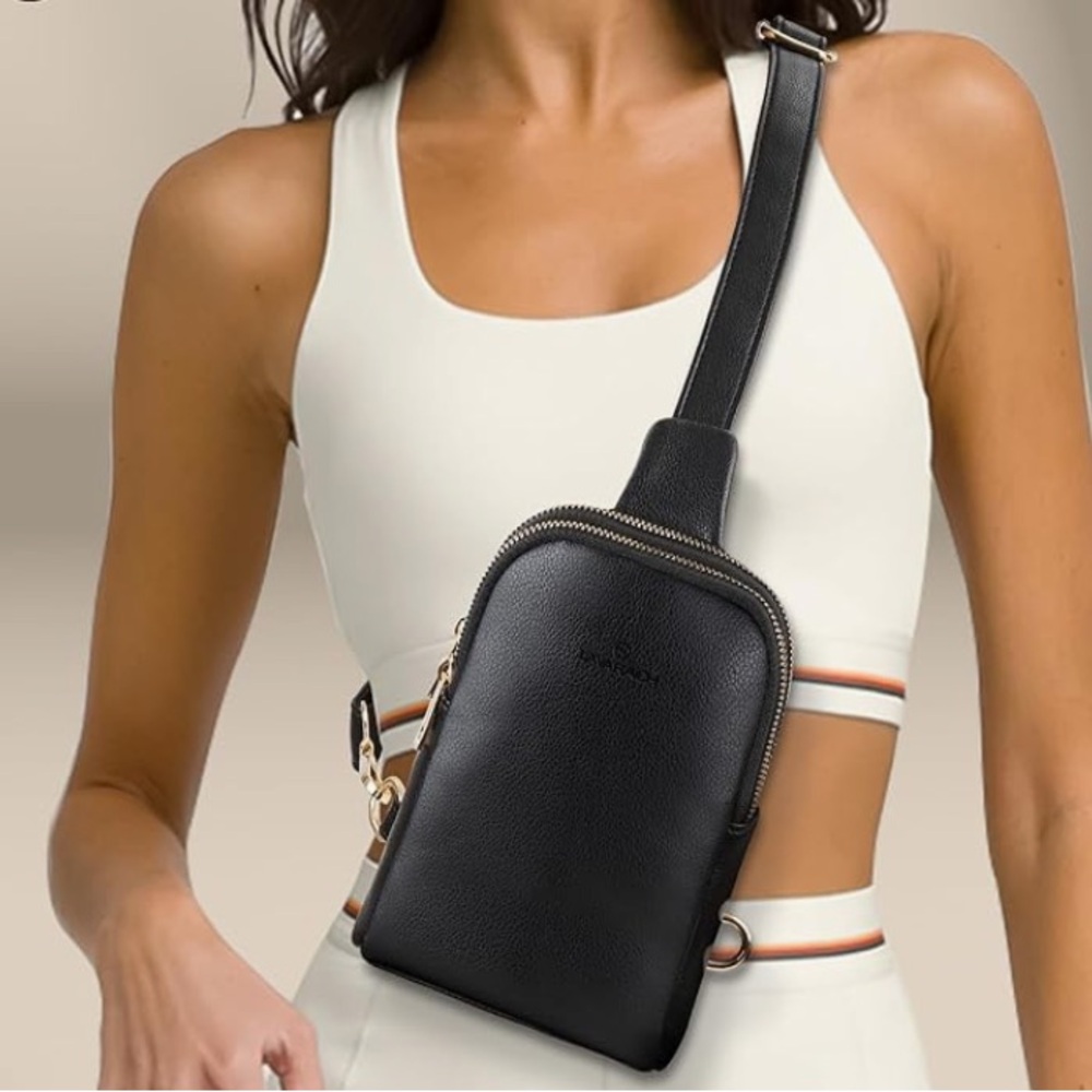 Amazon Anti Theft Black Leather Crossbody Sling Bag - Picture 14 of 15